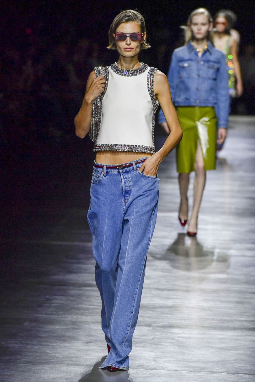 MILAN, ITALY - SEPTEMBER 22: A model walks the runway during the Gucci Ready to Wear Spring/Summer 2024 show as part of the Milan Fashion Week on September 22, 2023 in Milan, Italy. (Photo by Victor VIRGILE/Gamma-Rapho via Getty Images)