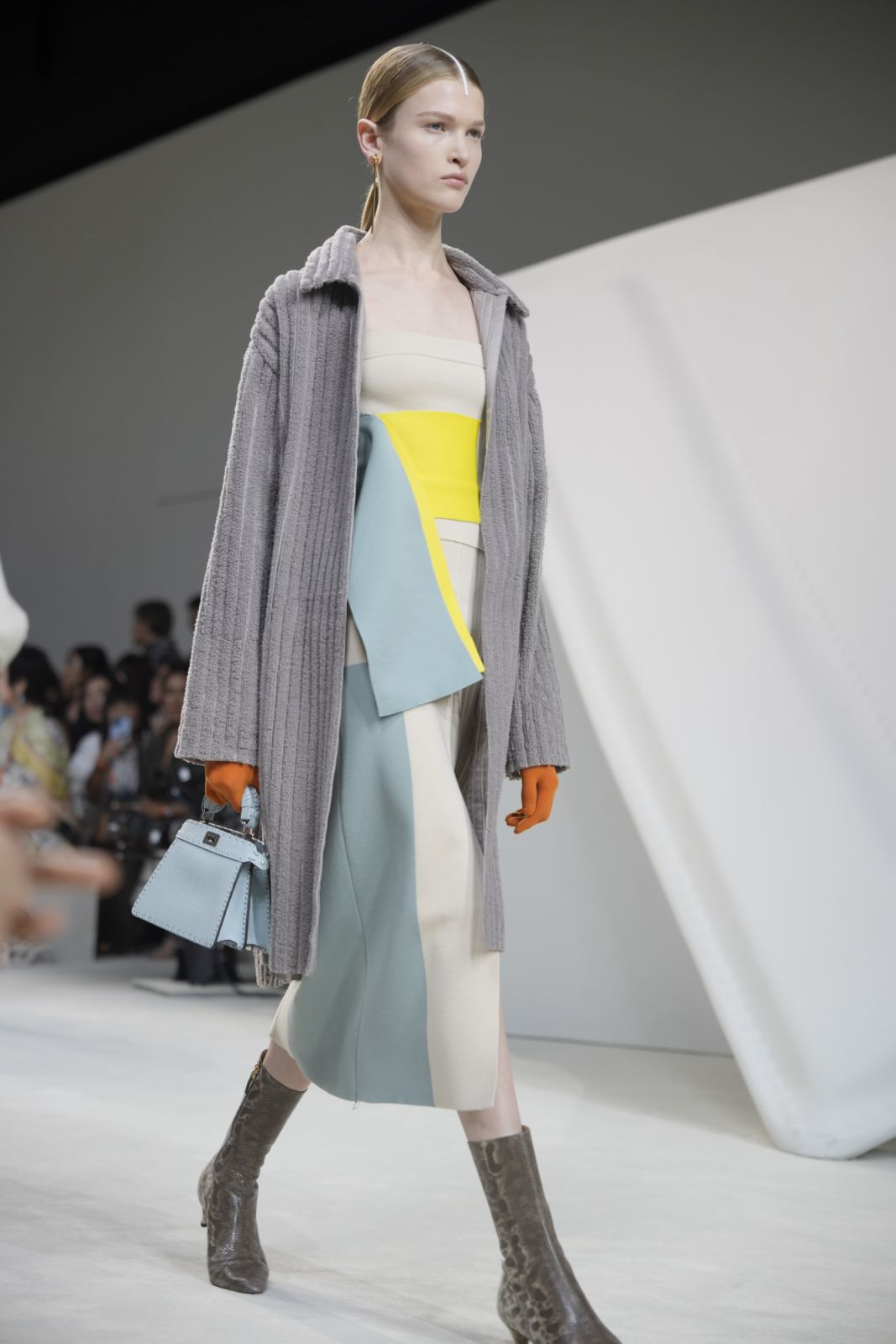 Model on the runway at the Fendi Spring 2024 Ready To Wear Fashion Show on September 20, 2023 in Milan, Italy. (Photo by Swan Gallet/WWD via Getty Images)