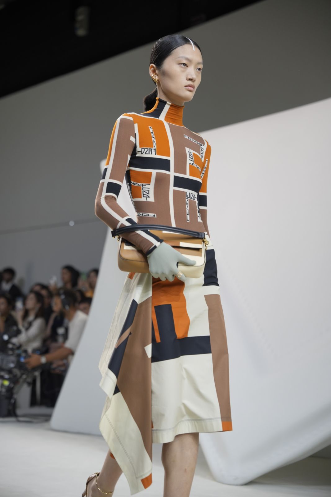 Model on the runway at the Fendi Spring 2024 Ready To Wear Fashion Show on September 20, 2023 in Milan, Italy. (Photo by Swan Gallet/WWD via Getty Images)
