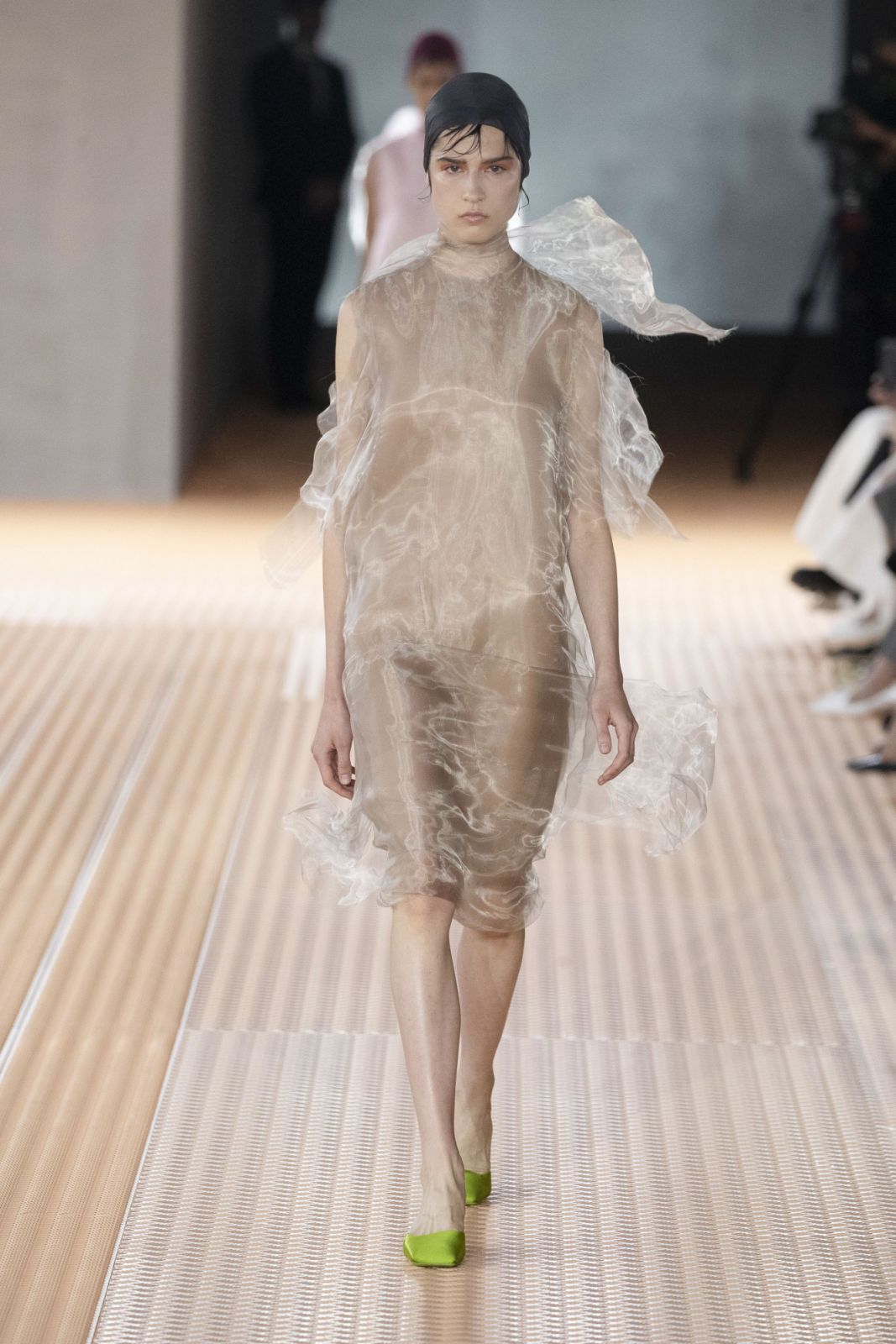 MILAN, ITALY - SEPTEMBER 21: A model walks the runway during the Prada Ready to Wear Spring/Summer 2024 fashion show as part of the Milan Fashion Week on September 21, 2023 in Milan, Italy. (Photo by Victor VIRGILE/Gamma-Rapho via Getty Images)