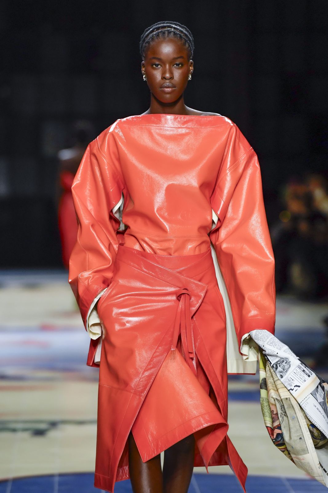MILAN, ITALY - SEPTEMBER 23: A model walks the runway during the Bottega Veneta Ready to Wear Spring/Summer 2024 fashion show as part of the Milan Fashion Week on September 23, 2023 in Milan, Italy. (Photo by Victor VIRGILE/Gamma-Rapho via Getty Images)