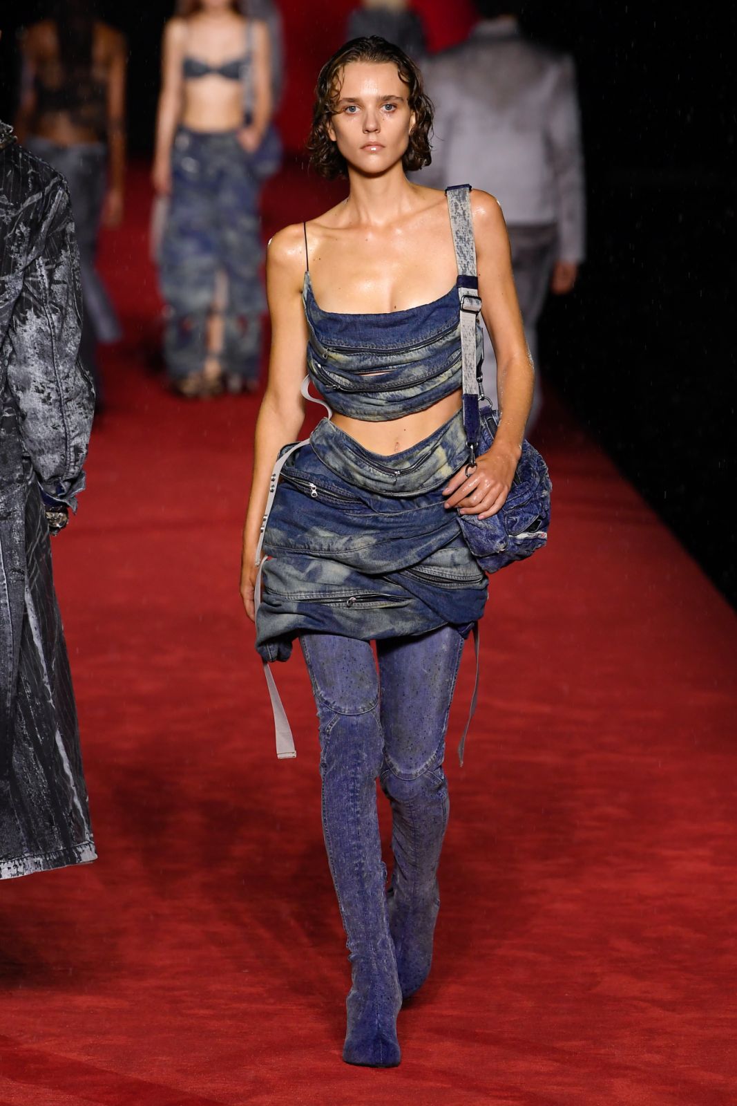 Model on the runway at the Diesel Co-ed Spring 2024 Ready To Wear Fashion Show on September 20, 2023 in Milan, Italy. (Photo by Giovanni Giannoni/WWD via Getty Images)
