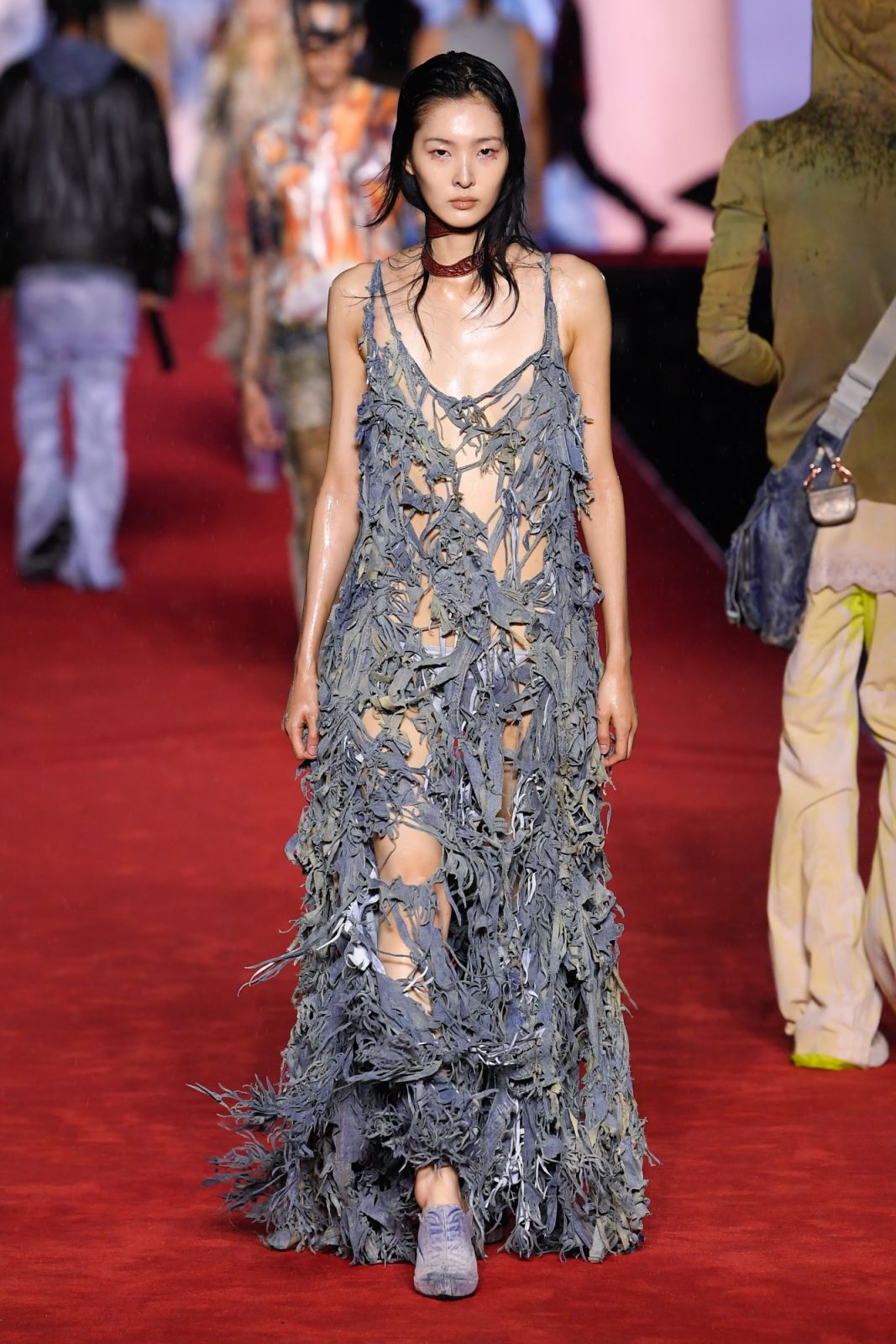 Model on the runway at the Diesel Co-ed Spring 2024 Ready To Wear Fashion Show on September 20, 2023 in Milan, Italy. (Photo by Giovanni Giannoni/WWD via Getty Images)