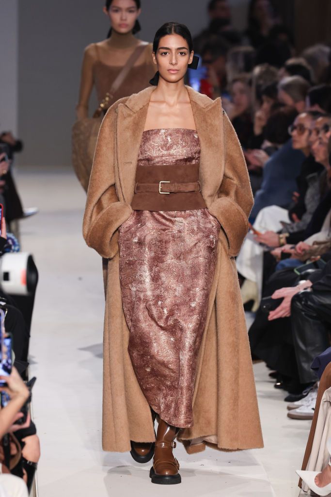 MILAN, ITALY - FEBRUARY 23: A model walks the runway at the Max Mara fashion show during the Milan Fashion Week Womenswear Fall/Winter 2023/2024 on February 23, 2023 in Milan, Italy. (Photo by Pietro D'Aprano/Getty Images)