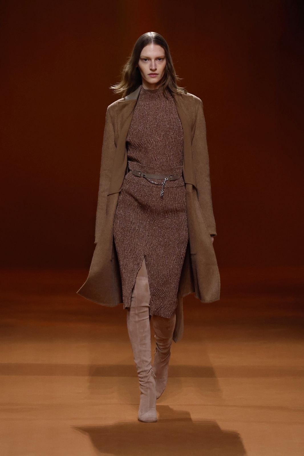 A model walks the runway during the Hermes Womenswear Fall Winter 2023-2024 show as part of Paris Fashion Week on March 4, 2023 in Paris, France. (Photo by Estrop/Getty Images)