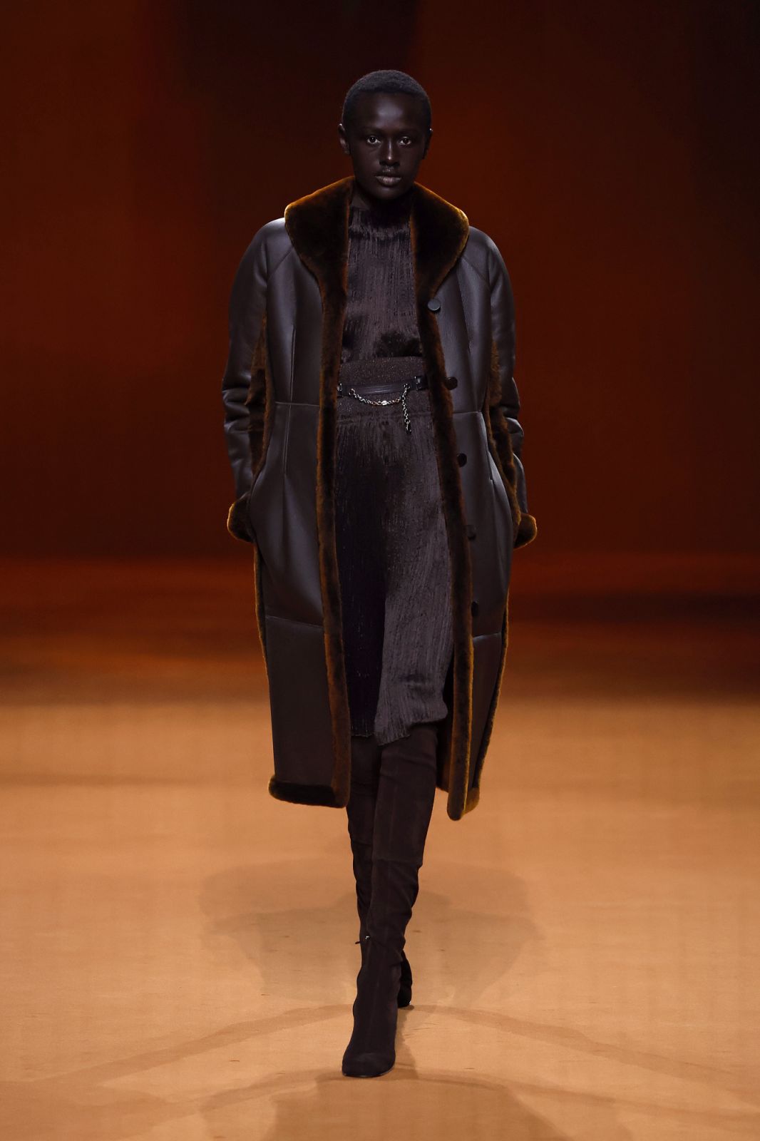 A model walks the runway during the Hermes Womenswear Fall Winter 2023-2024 show as part of Paris Fashion Week on March 4, 2023 in Paris, France. (Photo by Estrop/Getty Images)