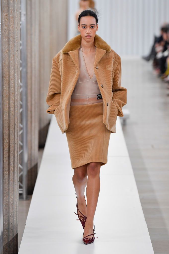 PARIS, FRANCE - MARCH 07: A model walks the runway during the Miu Miu Ready to Wear Fall/Winter 2023-2024 fashion show as part of the Paris Fashion Week on March 7, 2023 in Paris, France. (Photo by Victor VIRGILE/Gamma-Rapho via Getty Images)