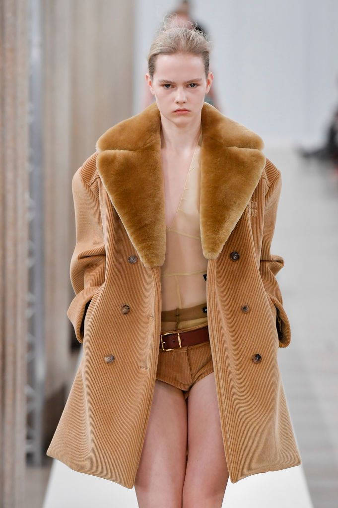 PARIS, FRANCE - MARCH 07: A model walks the runway during the Miu Miu Ready to Wear Fall/Winter 2023-2024 fashion show as part of the Paris Fashion Week on March 7, 2023 in Paris, France. (Photo by Victor VIRGILE/Gamma-Rapho via Getty Images)