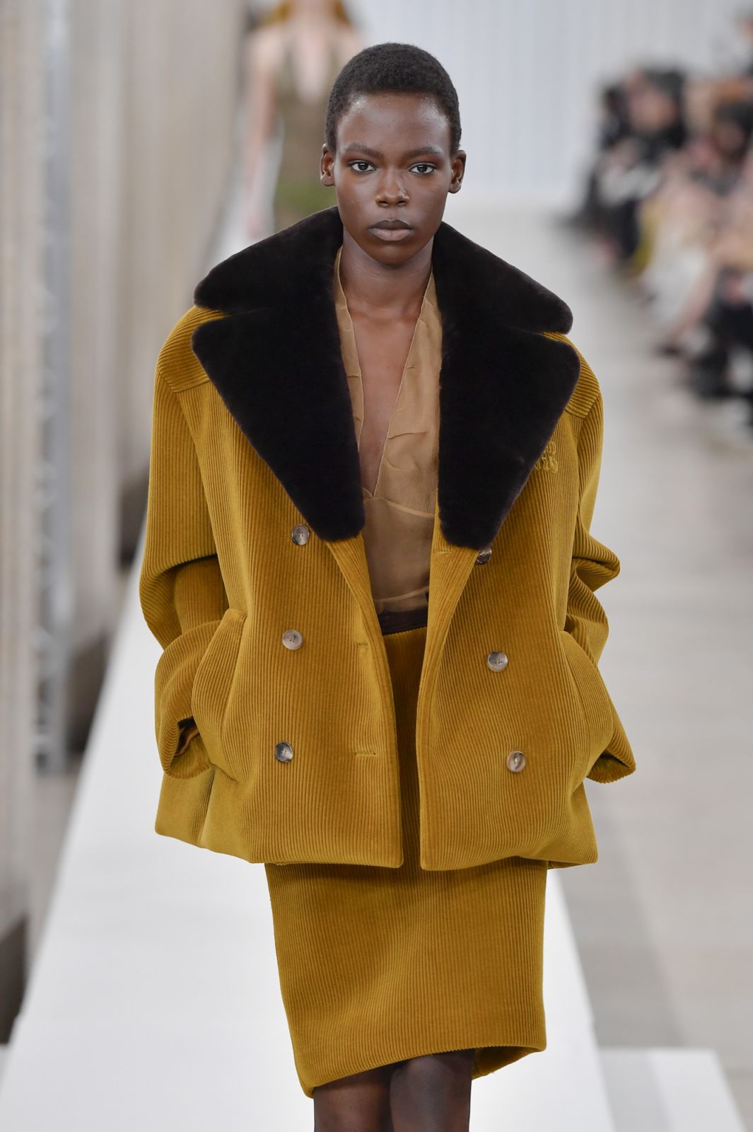 PARIS, FRANCE - MARCH 07: A model walks the runway during the Miu Miu Ready to Wear Fall/Winter 2023-2024 fashion show as part of the Paris Fashion Week on March 7, 2023 in Paris, France. (Photo by Victor VIRGILE/Gamma-Rapho via Getty Images)