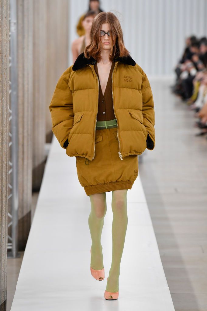 PARIS, FRANCE - MARCH 07: A model walks the runway during the Miu Miu Ready to Wear Fall/Winter 2023-2024 fashion show as part of the Paris Fashion Week on March 7, 2023 in Paris, France. (Photo by Victor VIRGILE/Gamma-Rapho via Getty Images)