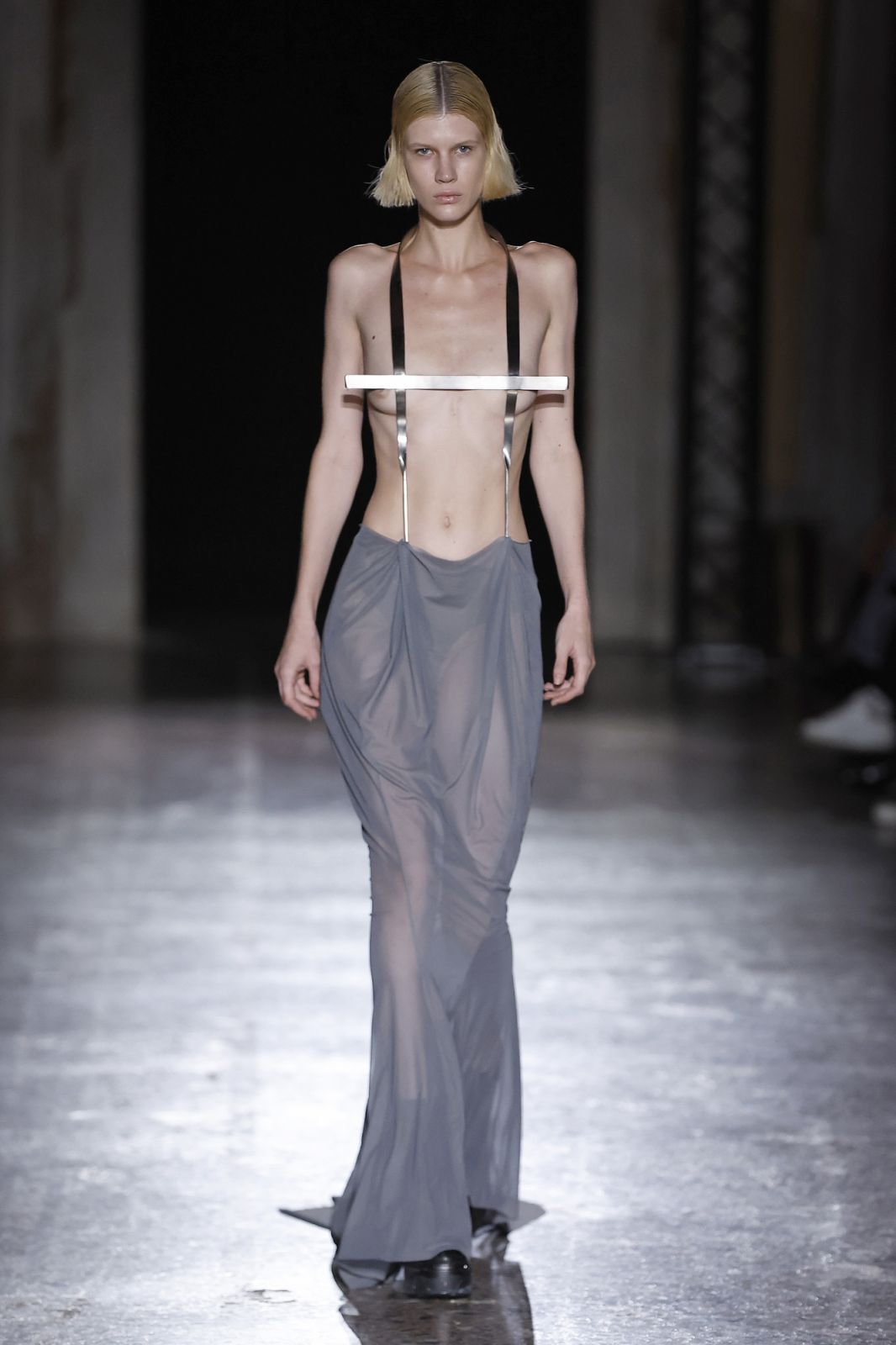 MILAN, ITALY - SEPTEMBER 22: A model walks the runway at the Han Kjobenhavn fashion show during the Milan Fashion Week Womenswear Spring/Summer 2024 on September 22, 2023 in Milan, Italy. (Photo by Estrop/Getty Images)
