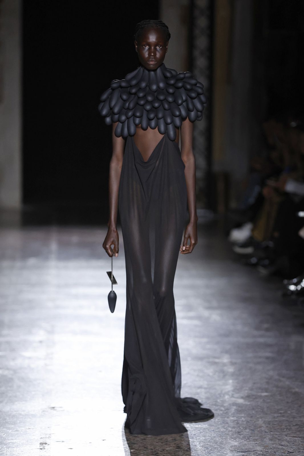 MILAN, ITALY - SEPTEMBER 22: A model walks the runway at the Han Kjobenhavn fashion show during the Milan Fashion Week Womenswear Spring/Summer 2024 on September 22, 2023 in Milan, Italy. (Photo by Estrop/Getty Images)