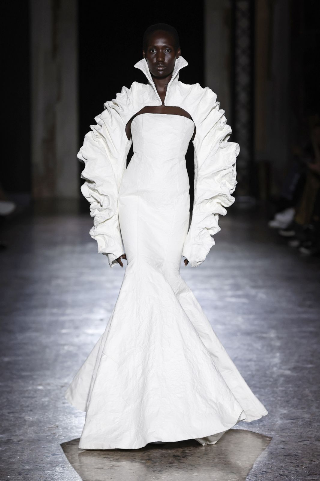 MILAN, ITALY - SEPTEMBER 22: A model walks the runway at the Han Kjobenhavn fashion show during the Milan Fashion Week Womenswear Spring/Summer 2024 on September 22, 2023 in Milan, Italy. (Photo by Estrop/Getty Images)