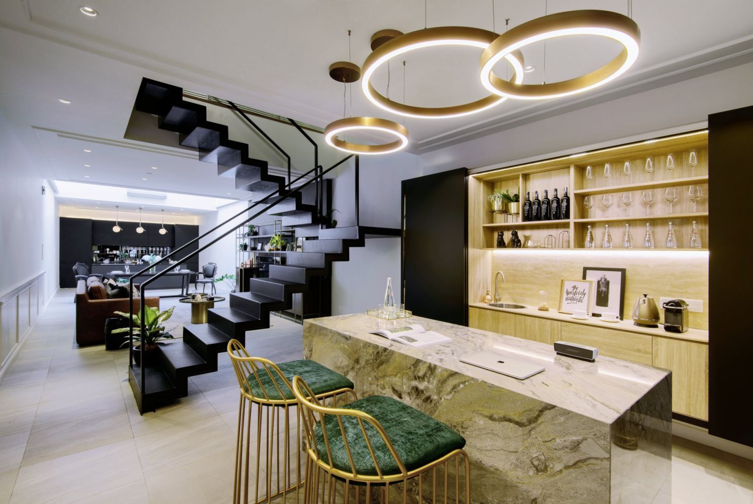 A "floating" staircase accesses the upstairs (Photo: The Space Storyteller)