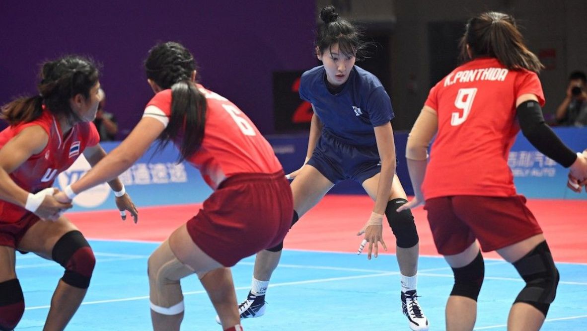 South Korea’s Woo Hee-jun competes in the woman’s team group kabaddi event against Thailand during the Hangzhou 2022 Asian Games in Hangzhou, China (Photo: AFP)