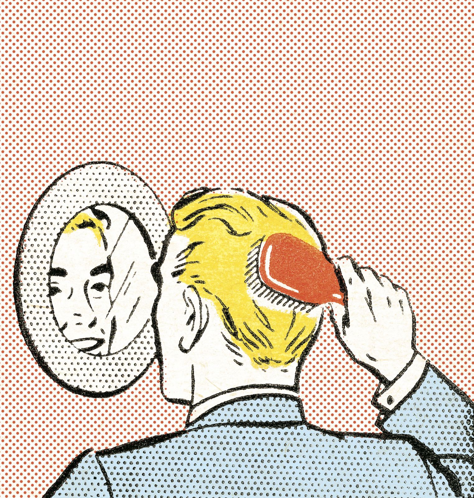 Man brushing hair