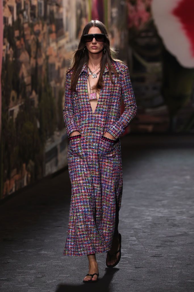PARIS, FRANCE - OCTOBER 03: (EDITORIAL USE ONLY - For Non-Editorial use please seek approval from Fashion House) A model walks the runway during the Chanel Womenswear Spring/Summer 2024 show as part of Paris Fashion Week on October 03, 2023 in Paris, France. (Photo by Vittorio Zunino Celotto/Getty Images)