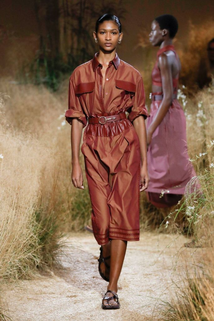 PARIS, FRANCE - SEPTEMBER 30: A model walks the runway during the Hermes Ready to Wear Spring/Summer 2024 fashion show as part of the Paris Fashion Week on September 30, 2023 in Paris, France. (Photo by Victor VIRGILE/Gamma-Rapho via Getty Images)