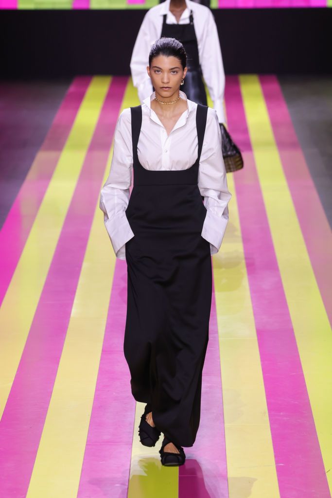 PARIS, FRANCE - SEPTEMBER 26: (EDITORIAL USE ONLY - For Non-Editorial use please seek approval from Fashion House) A model walks the runway during the Christian Dior Womenswear Spring/Summer 2024 show as part of Paris Fashion Week on September 26, 2023 in Paris, France. (Photo by Victor Boyko/Getty Images)