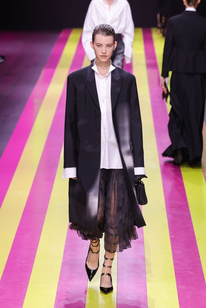 PARIS, FRANCE - SEPTEMBER 26: (EDITORIAL USE ONLY - For Non-Editorial use please seek approval from Fashion House) A model walks the runway during the Christian Dior Womenswear Spring/Summer 2024 show as part of Paris Fashion Week on September 26, 2023 in Paris, France. (Photo by Victor Boyko/Getty Images)