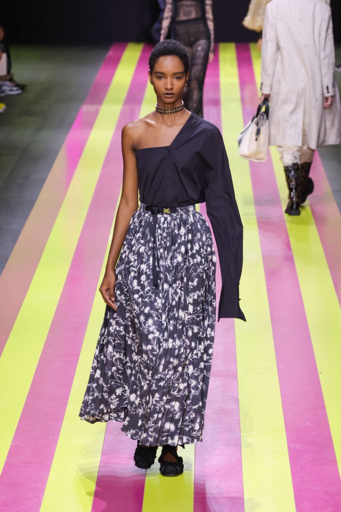 PARIS, FRANCE - SEPTEMBER 26: (EDITORIAL USE ONLY - For Non-Editorial use please seek approval from Fashion House) A model walks the runway during the Christian Dior Womenswear Spring/Summer 2024 show as part of Paris Fashion Week on September 26, 2023 in Paris, France. (Photo by Victor Boyko/Getty Images)