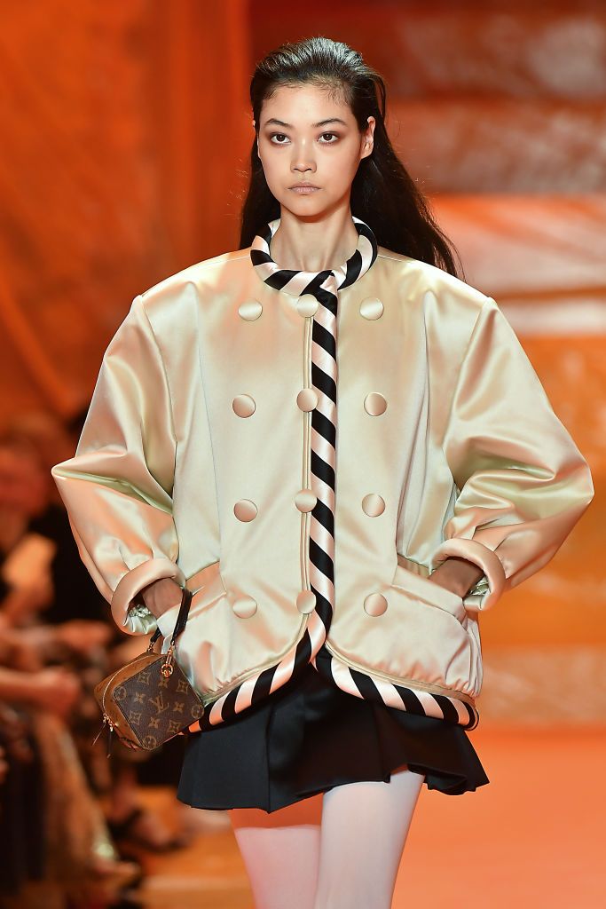 PARIS, FRANCE - OCTOBER 02: (EDITORIAL USE ONLY - For Non-Editorial use please seek approval from Fashion House) A model walks the runway during the Louis Vuitton Womenswear Spring/Summer 2024 show as part of Paris Fashion Week on October 02, 2023 in Paris, France. (Photo by Dominique Charriau/WireImage)