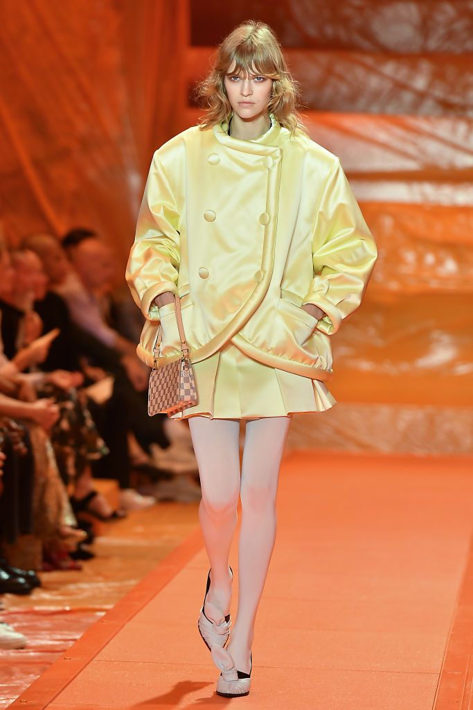 PARIS, FRANCE - OCTOBER 02: (EDITORIAL USE ONLY - For Non-Editorial use please seek approval from Fashion House) A model walks the runway during the Louis Vuitton Womenswear Spring/Summer 2024 show as part of Paris Fashion Week on October 02, 2023 in Paris, France. (Photo by Dominique Charriau/WireImage)