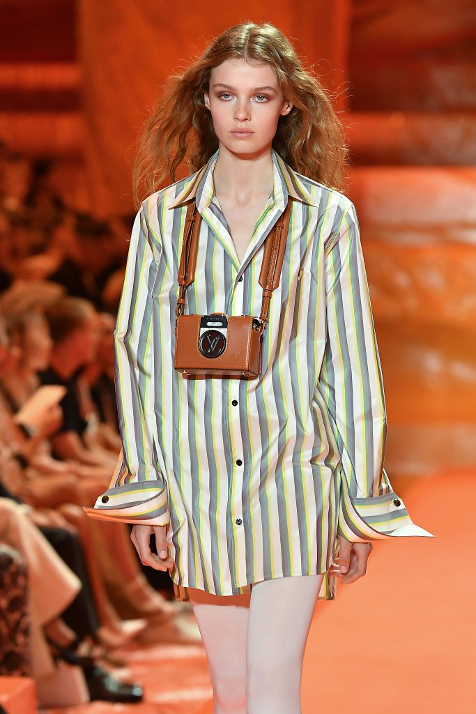 PARIS, FRANCE - OCTOBER 02: (EDITORIAL USE ONLY - For Non-Editorial use please seek approval from Fashion House) A model walks the runway during the Louis Vuitton Womenswear Spring/Summer 2024 show as part of Paris Fashion Week on October 02, 2023 in Paris, France. (Photo by Dominique Charriau/WireImage)