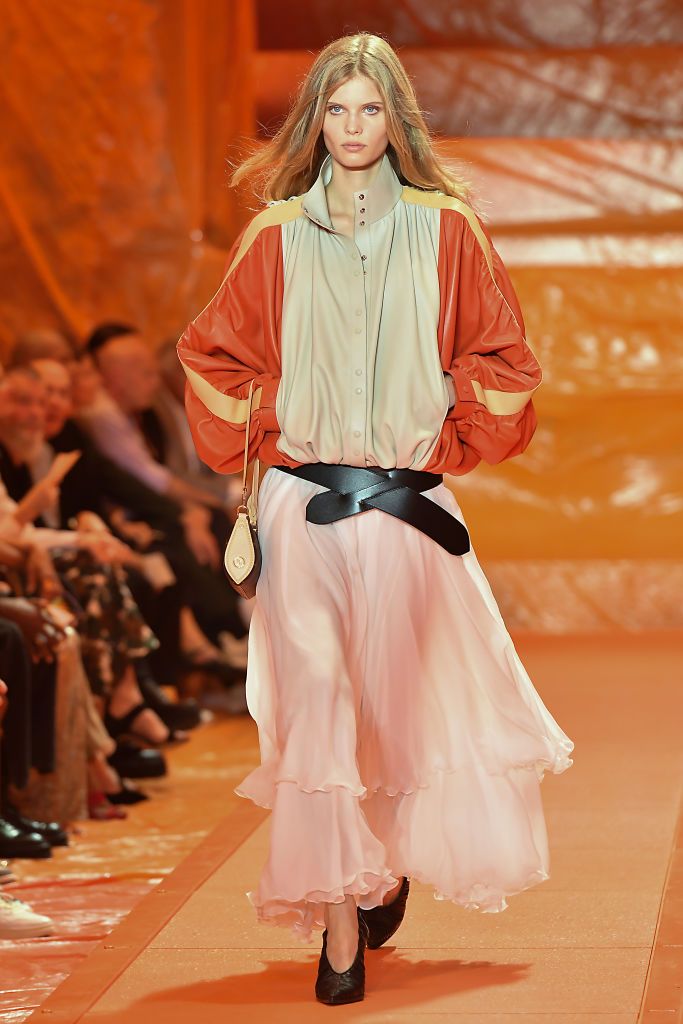 PARIS, FRANCE - OCTOBER 02: (EDITORIAL USE ONLY - For Non-Editorial use please seek approval from Fashion House) A model walks the runway during the Louis Vuitton Womenswear Spring/Summer 2024 show as part of Paris Fashion Week on October 02, 2023 in Paris, France. (Photo by Dominique Charriau/WireImage)