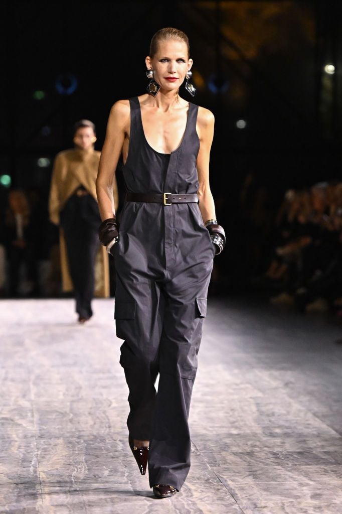 PARIS, FRANCE - SEPTEMBER 26: (EDITORIAL USE ONLY - For Non-Editorial use please seek approval from Fashion House) A model walks the runway during the Saint Laurent Womenswear Spring/Summer 2024 show as part of Paris Fashion Week on September 26, 2023 in Paris, France. (Photo by Stephane Cardinale - Corbis/Corbis via Getty Images)