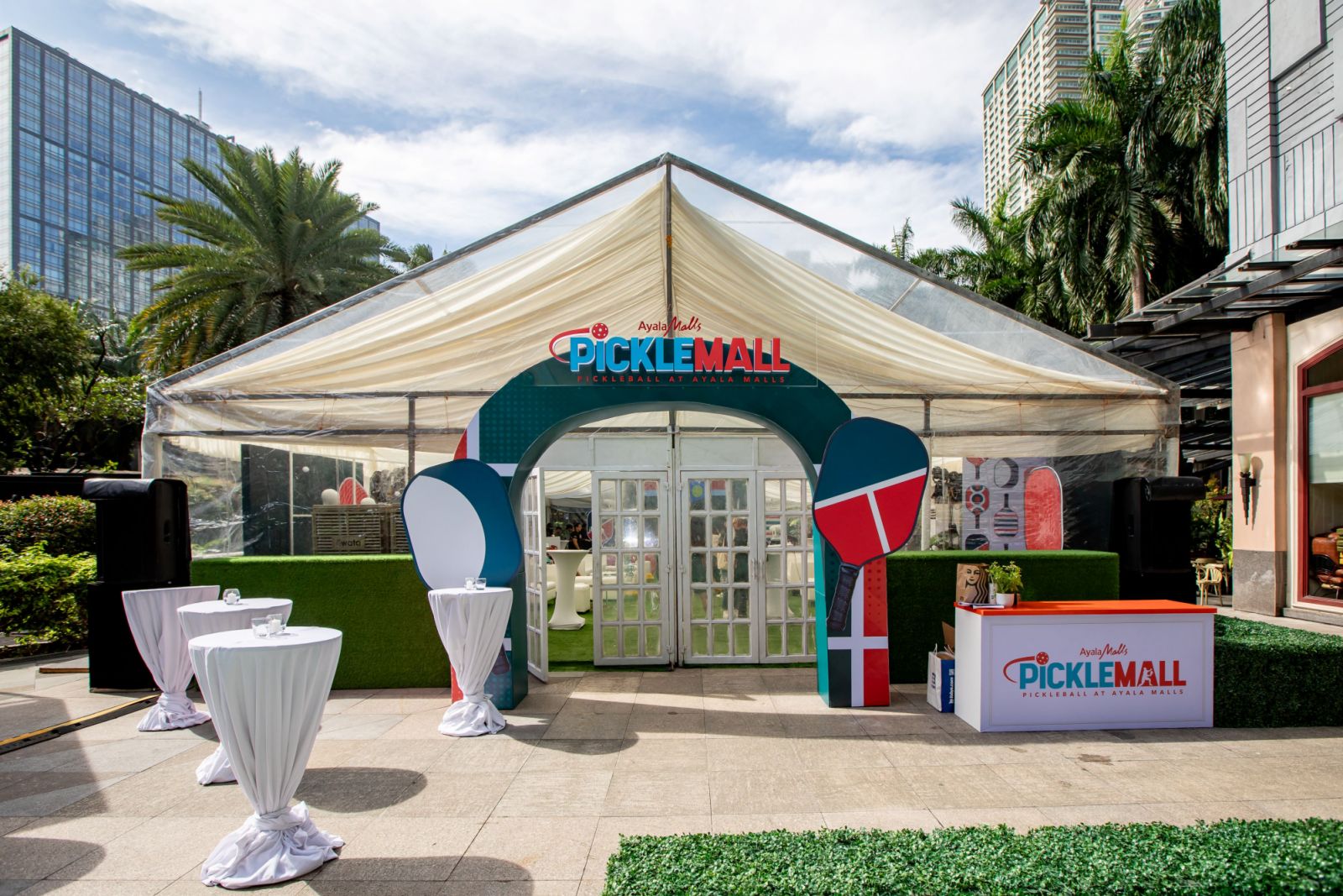 Launch event setup of Ayala Malls PickleMall: Pickleball at Ayala Malls at Greenbelt Fashion Walk