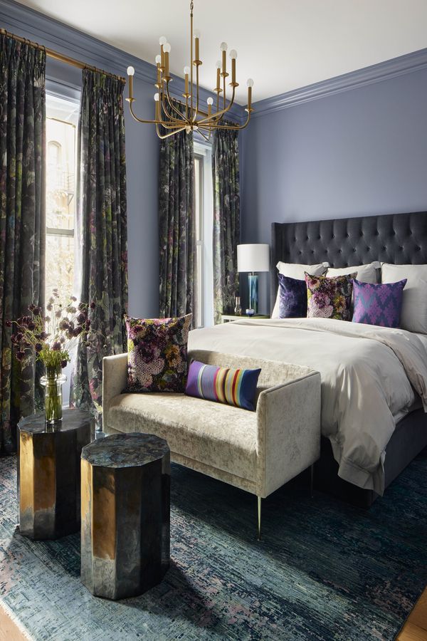 In the main bedroom, an eclectic choice of custom fabrics and furniture in the owners’ favourite colours help to showcase the house’s playful personality