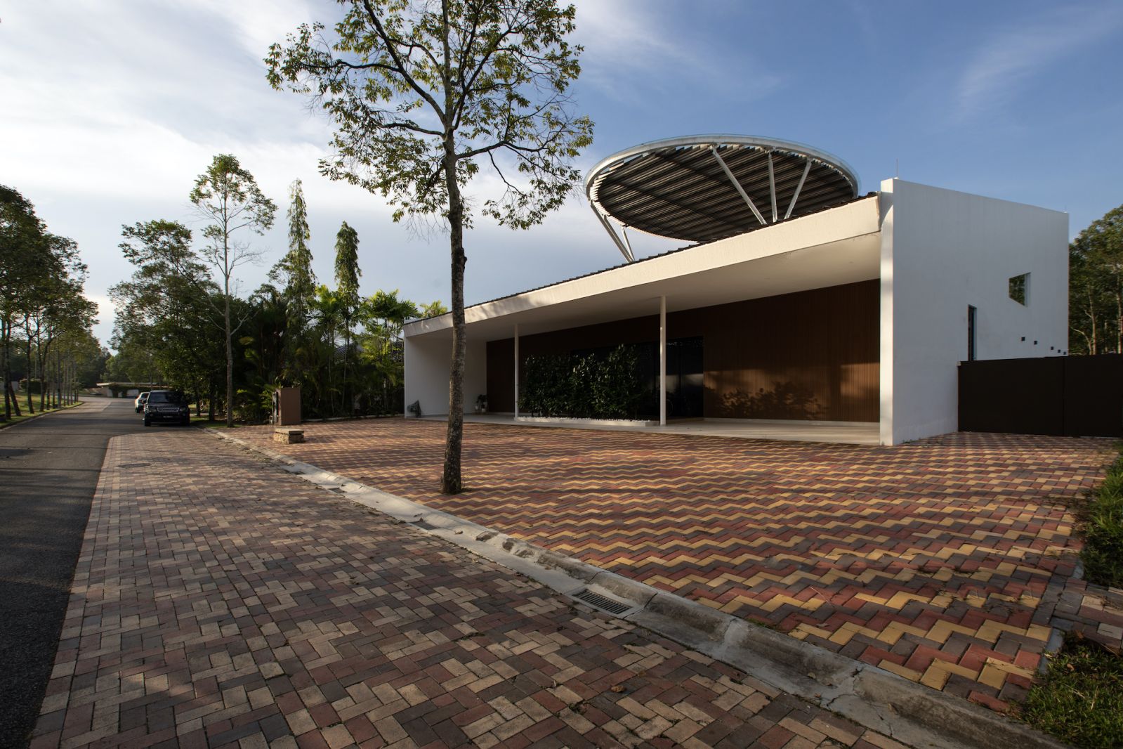 Warm air filters through the slatted covering above the courtyard