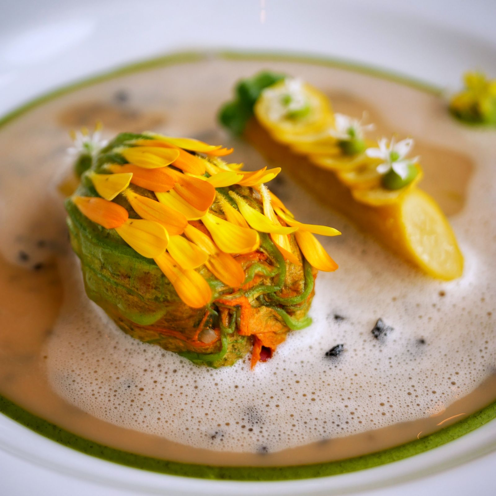 Liguria zucchini flower, ponzu, chilli