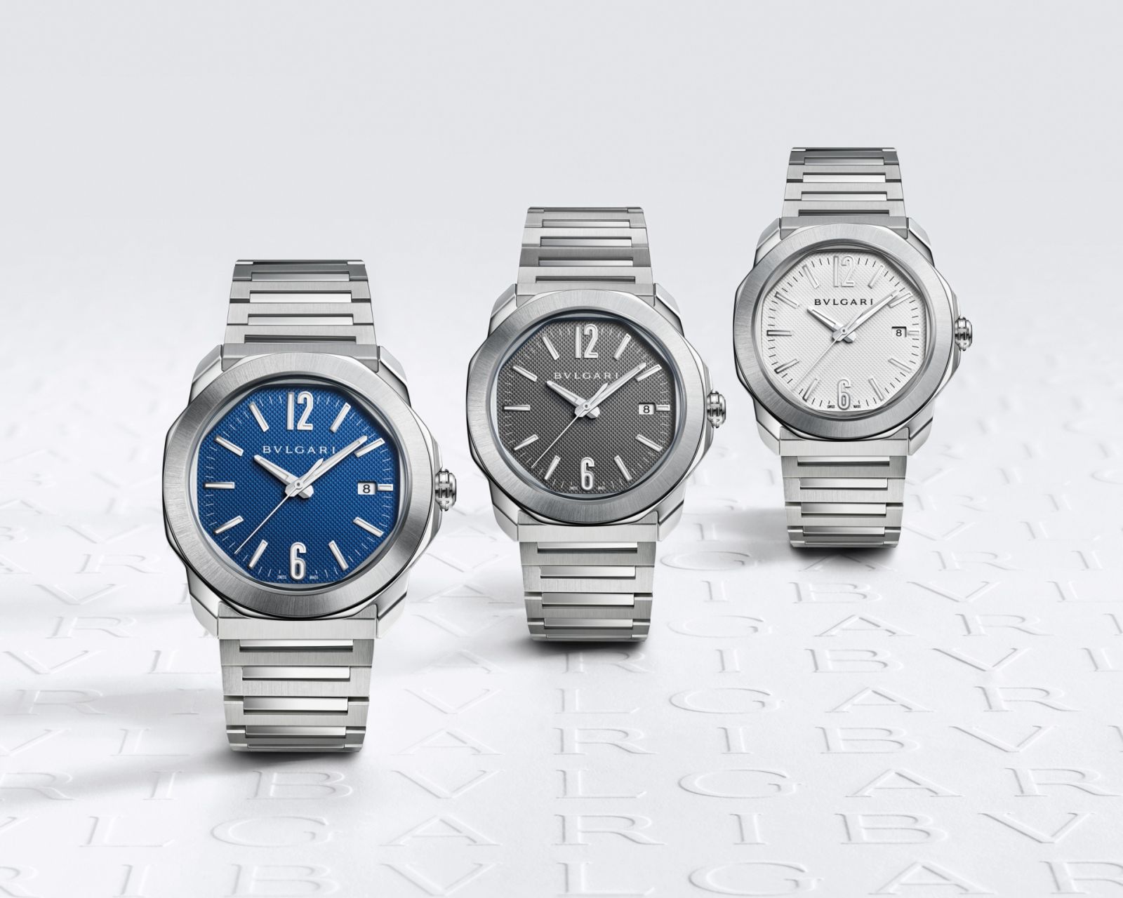 Octo Roma系列自動腕錶，一共有三種不同面盤顏色款式。（Photo: Bulgari）