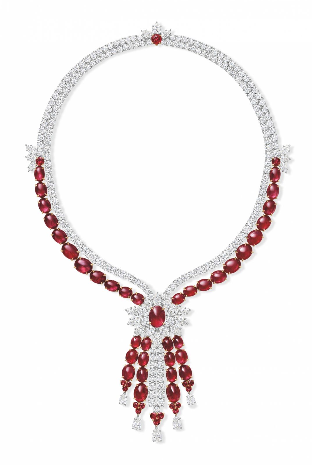 海瑞溫斯頓頂級珠寶系列紅寶石鑽石項鍊。(Photo: Harry Winston)