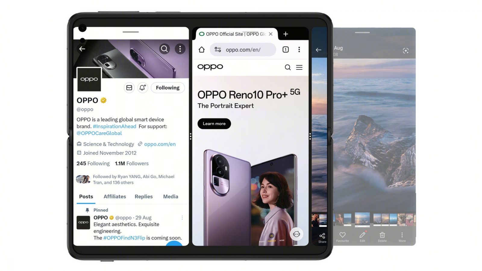 The massive 7.8-inch screen lets you use multiple apps simultaneously (Photo: Oppo)