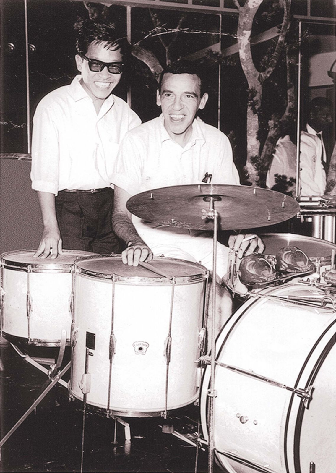Soliano meeting American jazz drummer Buddy Rich for the first time in 1961
