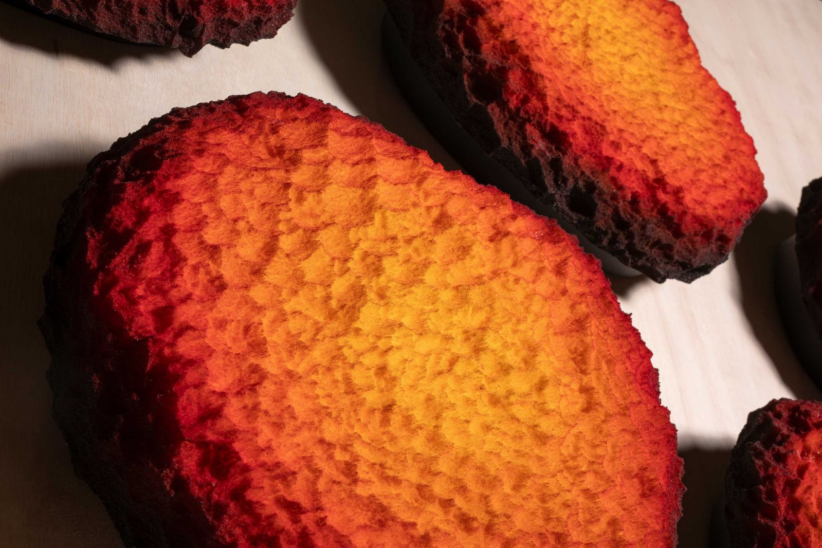Closeup of the wall-mounted decor that is also created using upholstery foam (Photo: Studio Periphery)