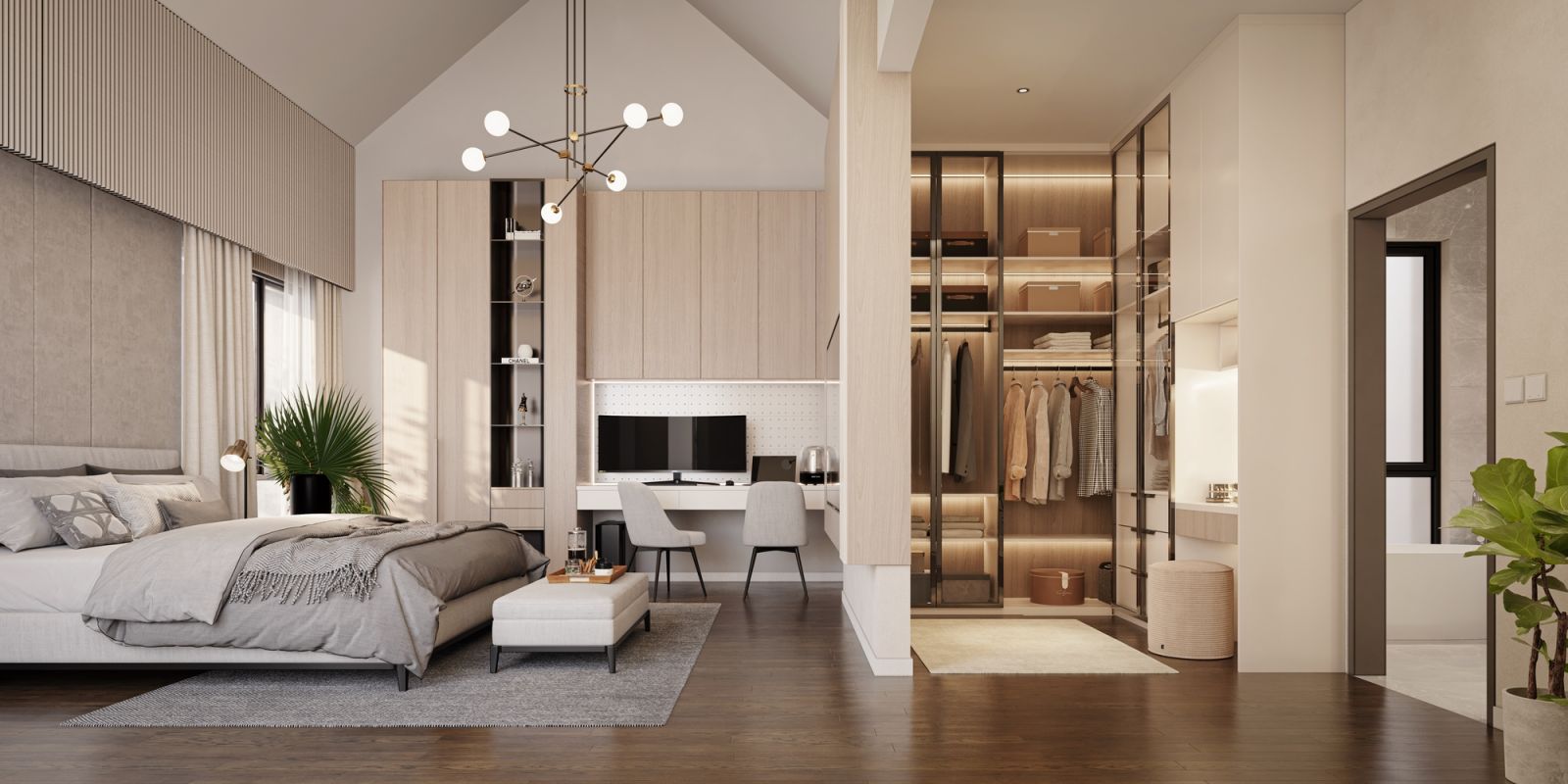 Master bedroom with walk-in wardrobe and bathroom