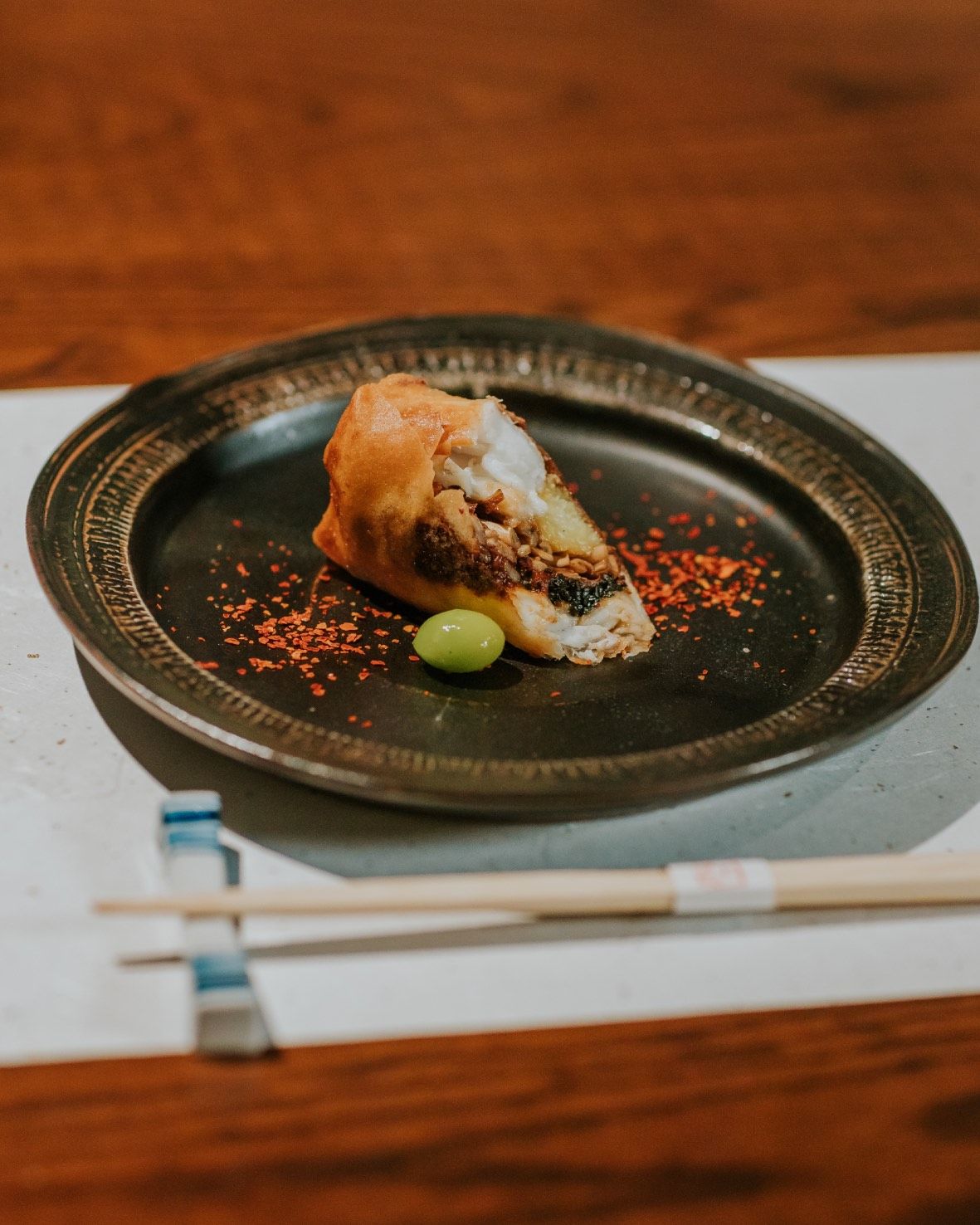 Barrumandi harumaki may be a highlight of the autumn menu (Photo: Ichigo Ichie) best Japanese counter dining restaurants omakase kaiseki kappo sushiya singapore