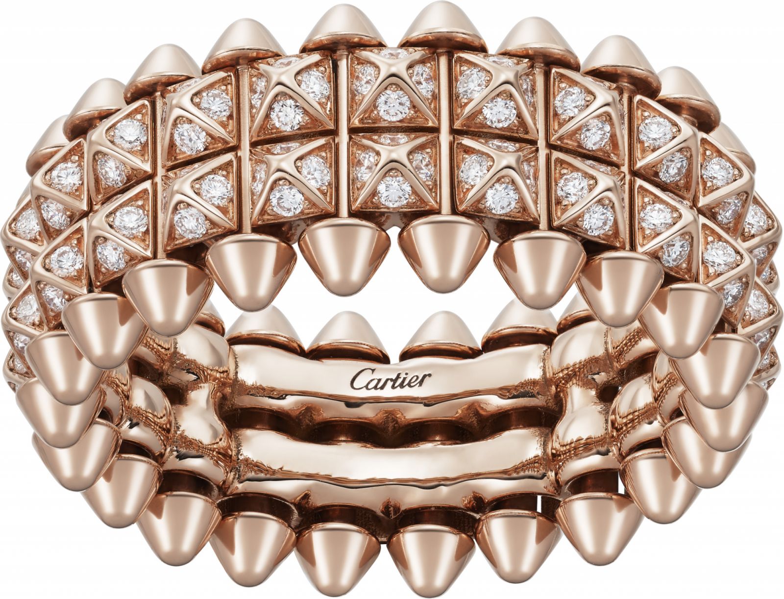 徐若瑄佩戴Clash de Cartier系列玫瑰金雙排鑽石戒指。(Photo: Cartier)