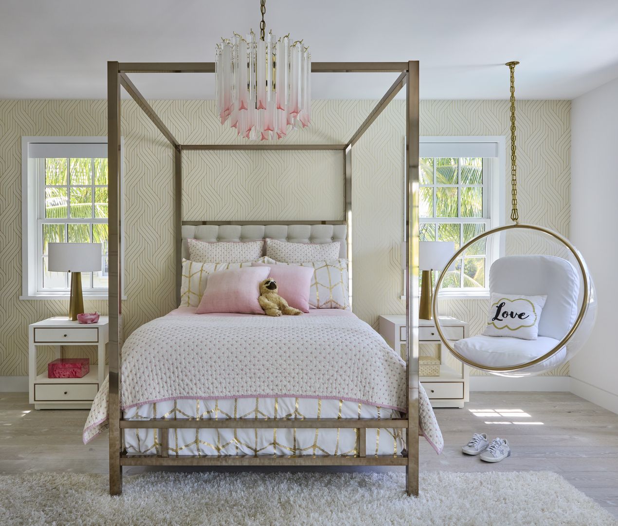 Pink and gold accents are cute and feminine