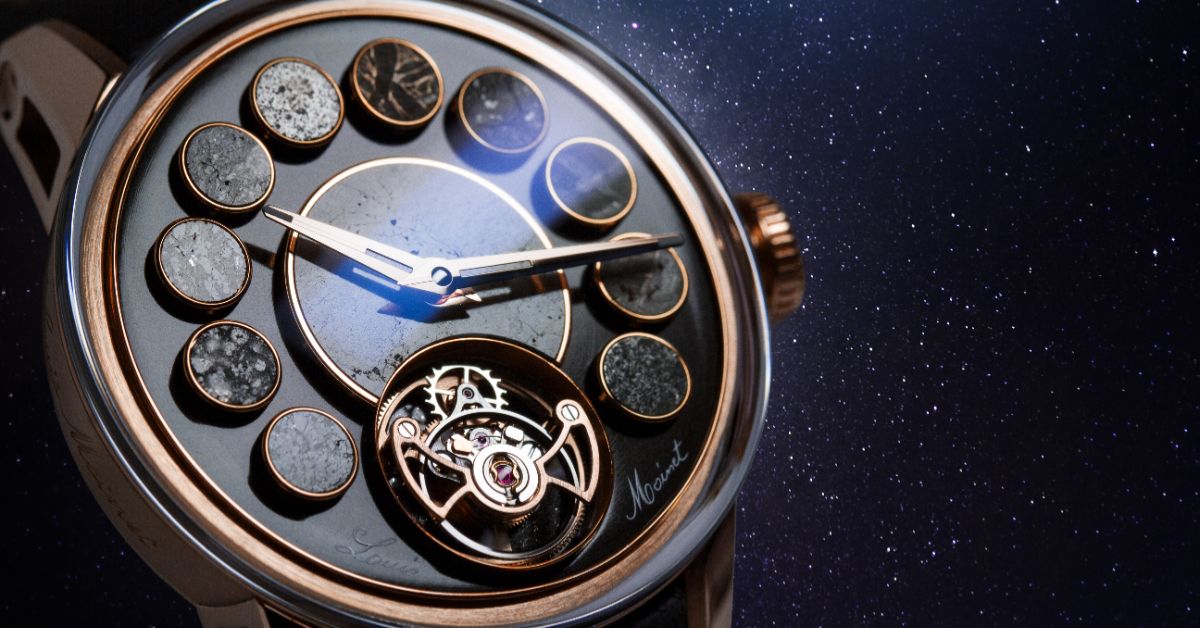 Louis Moinet Cosmopolis腕錶以12片不同的隕石鑲嵌面盤,創下世界紀錄。(Photo: Louis Moinet)