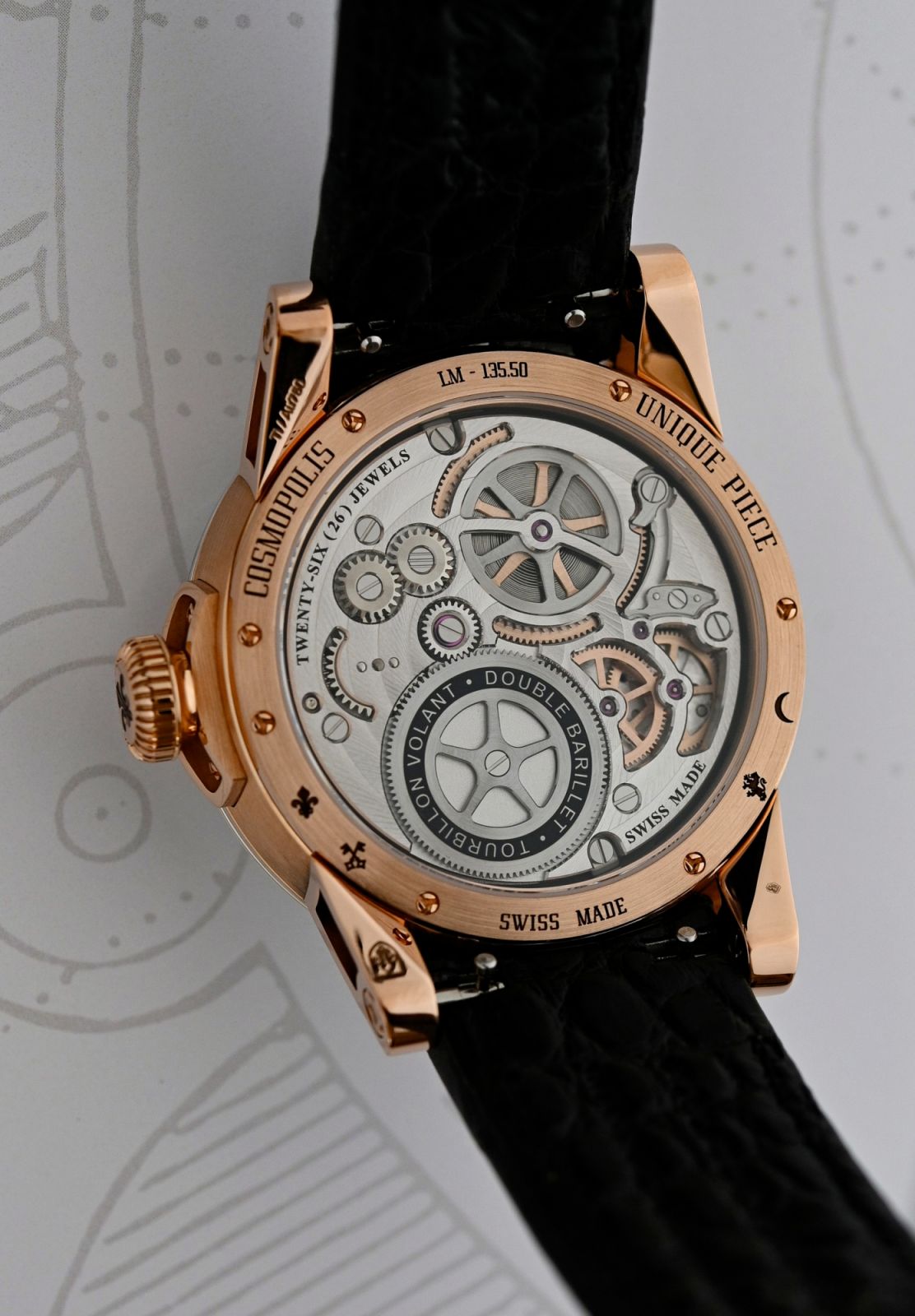 Louis Moinet Cosmopolis安裝的機芯具備雙發條盒,動力儲存時間長達96小時。(Photo: Louis Moinet)