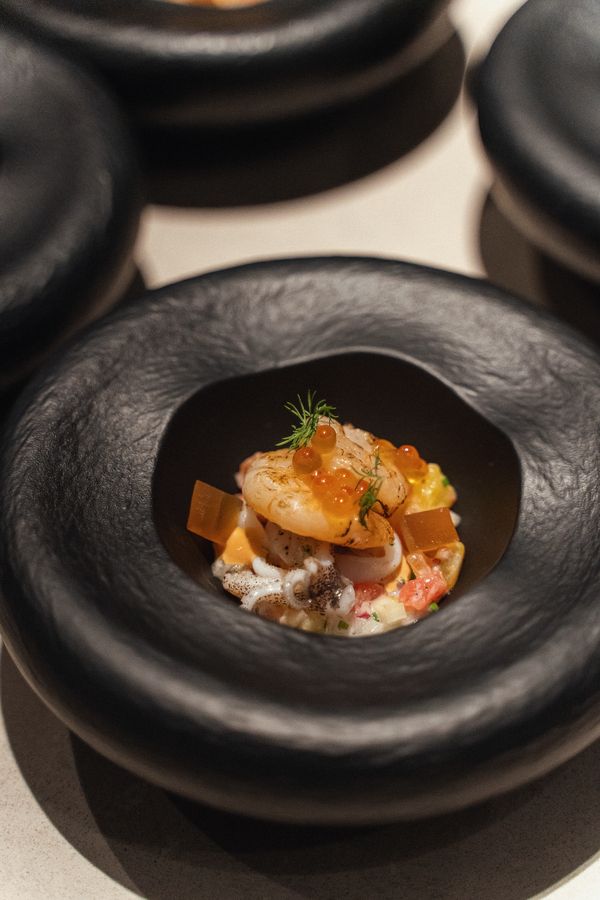 Seafood timbale with custacean jelly