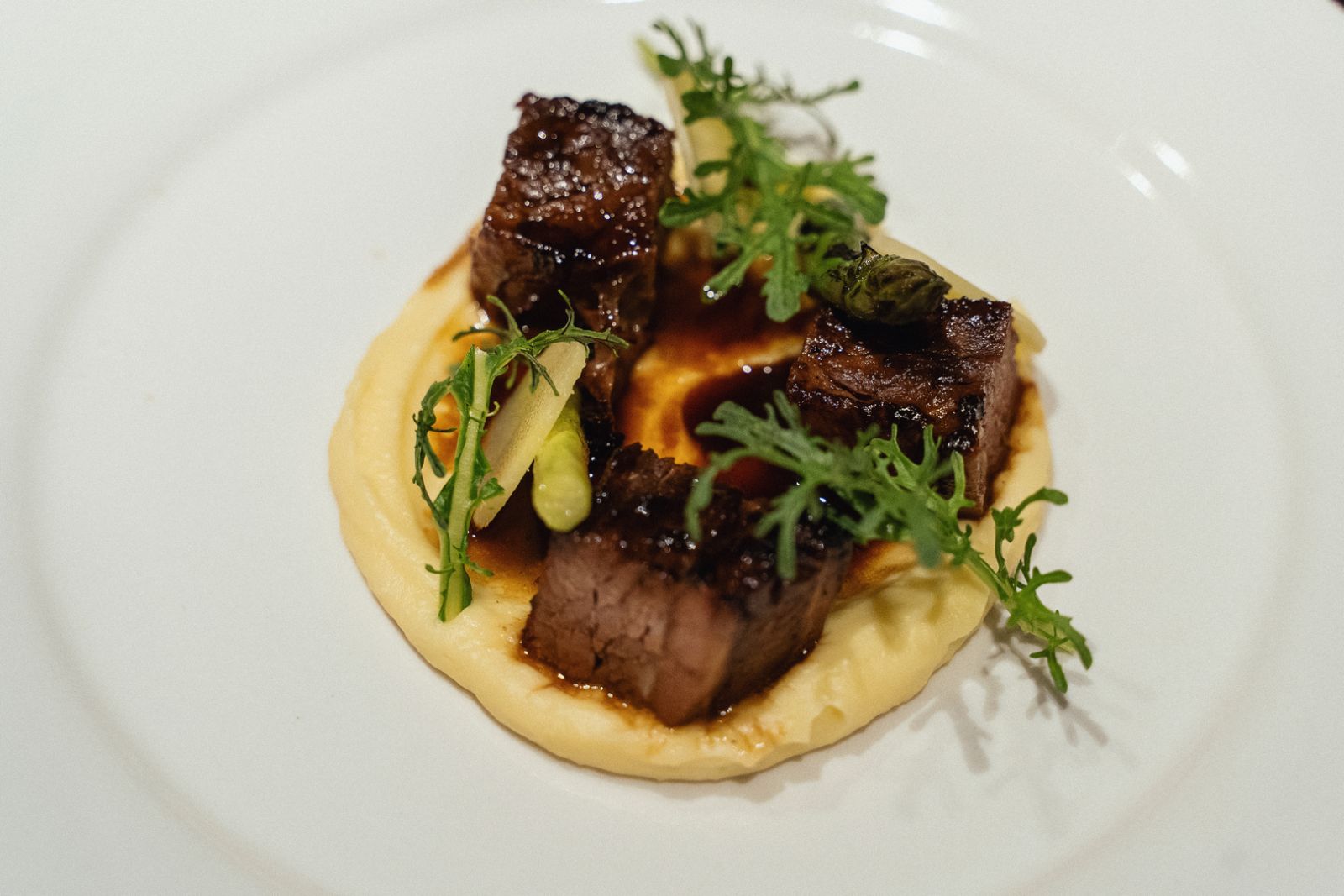 Braised wagyu short rib with mashed potatoes and Arabica coffee glaze