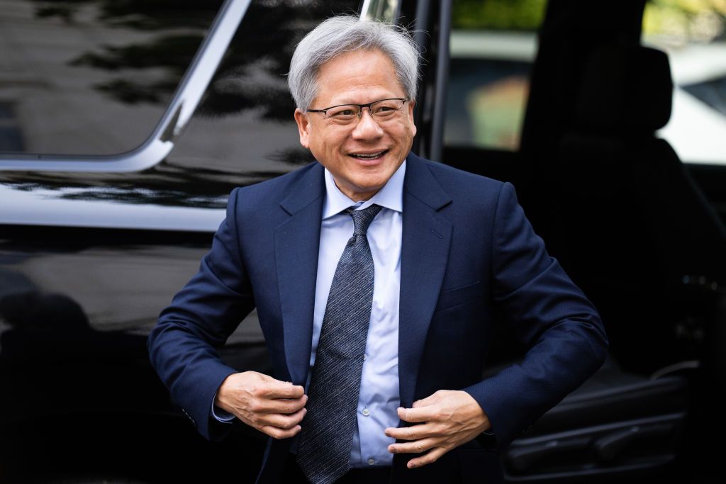 UNITED STATES - SEPTEMBER 13: Jensen Huang, CEO of NVIDIA, arrives for the Inaugural AI Insight Forum in Russell Building on Capitol Hill, on Wednesday, September 13, 2023. (Tom Williams/CQ-Roll Call, Inc via Getty Images)