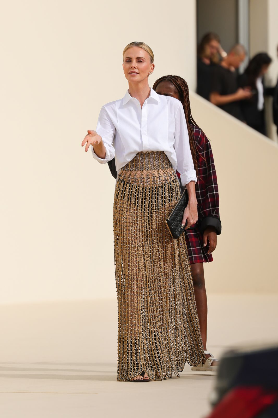 PARIS, FRANCE - SEPTEMBER 26: Charlize Theron attends the Christian Dior Womenswear Spring/Summer 2024 show as part of Paris Fashion Week on September 26, 2023 in Paris, France. (Photo by Jacopo Raule/Getty Images)