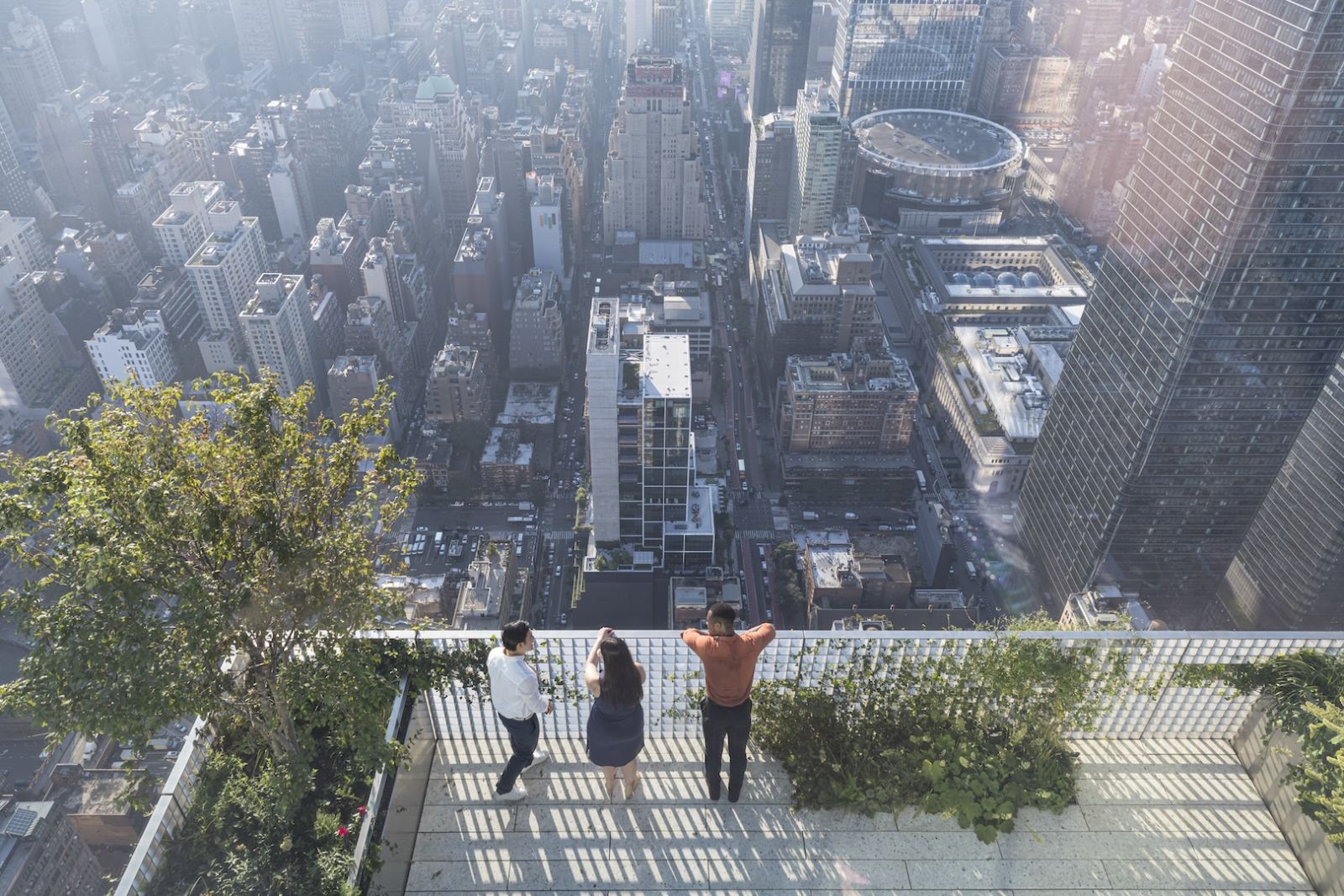 Green terraces provide fresh air and unobstructed views of the city